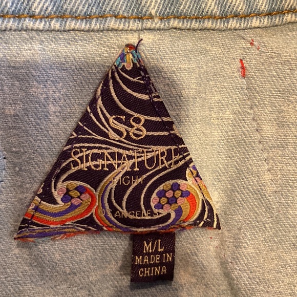 Distressed denim jacket with sequin appliqué - Picture 6 of 6